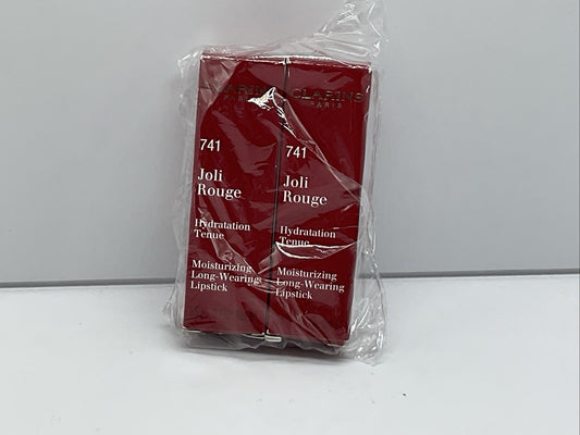2 PACK - Clarins Joli Rouge Moisturizing Long Wearing Lipstick 741 RED ORANGE