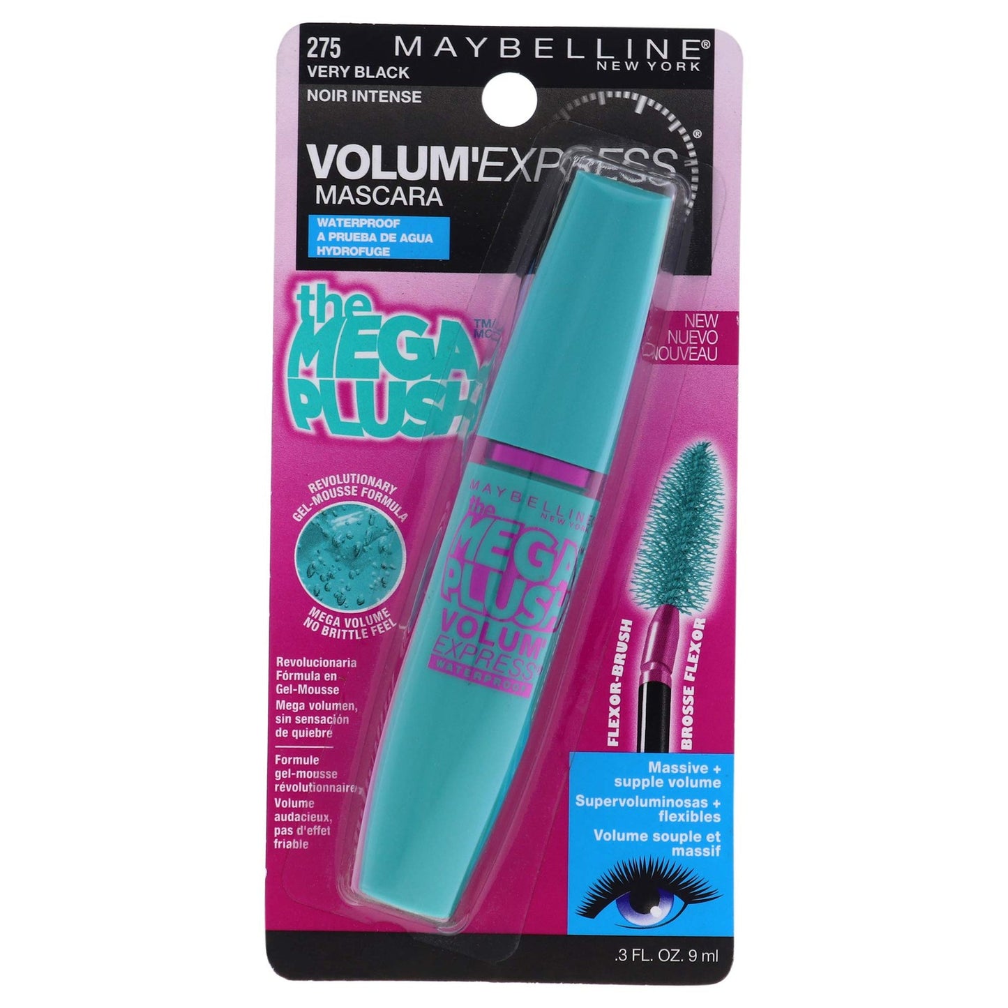 3 Pack Maybelline Volum' Express The Mega Plush Mascara 275 Very Black