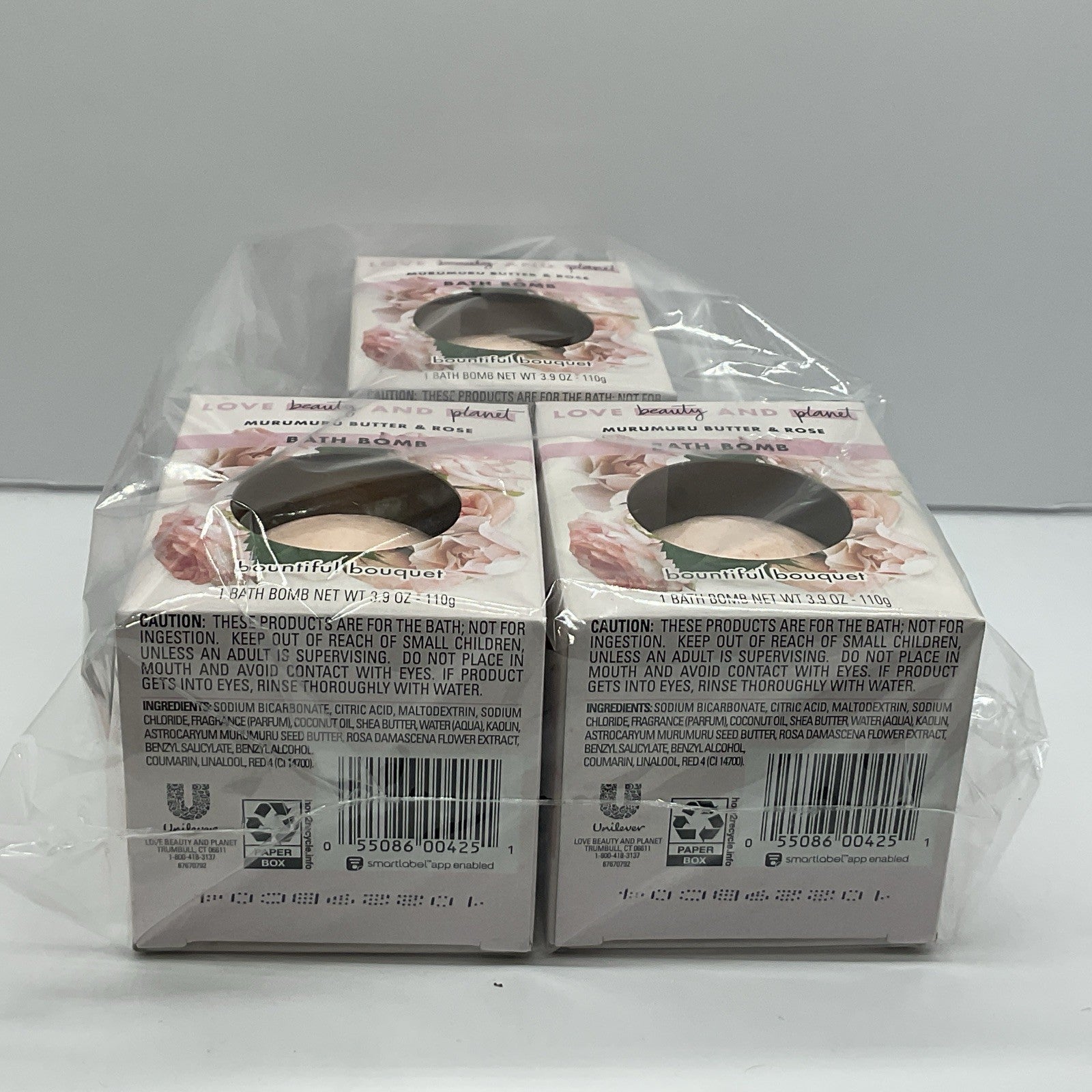 3 Pack- Bath Bombs Love Beauty & Planet Murumuru Butter & Rose