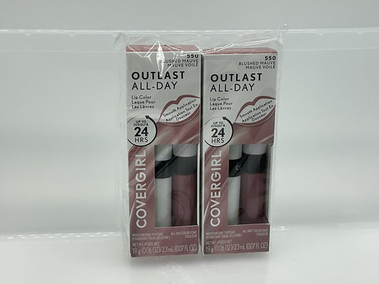 COVERGIRL Outlast All-Day Lip Color With Topcoat, Blushed Mauve, 2 pack