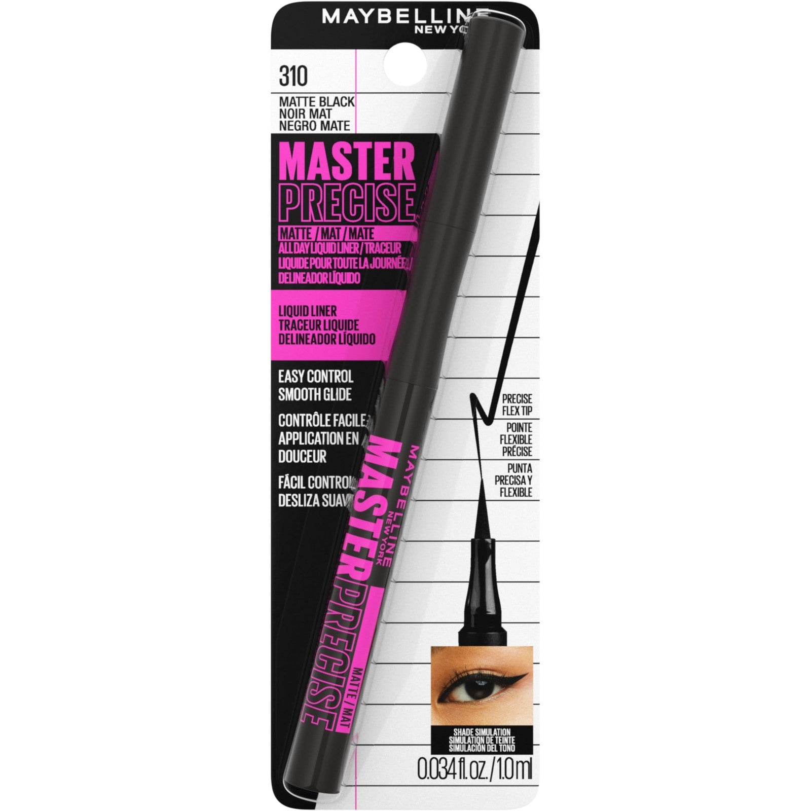 Maybelline Master Precise Liquid Eyeliner, Matte Black, 0.034 fl oz
