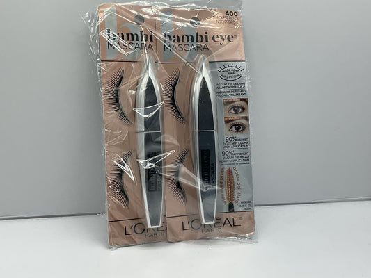 2 Pack L'Oreal Bambi Eye Mascara #400 Blackest Black (M3000)