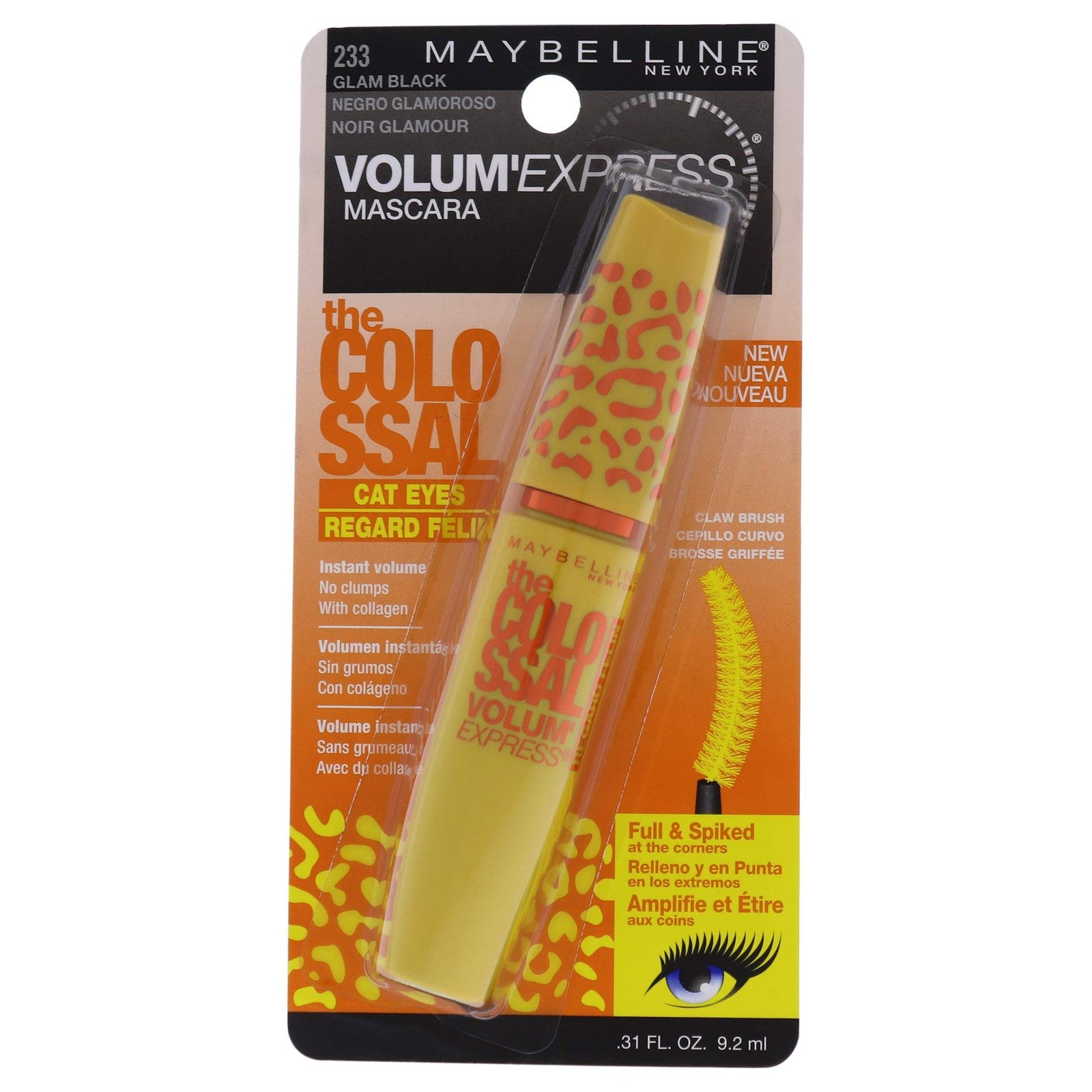 2 PACK The Colossal Maybelline VolumExpress Cat Eyes Mascara - 233 Glam Black 