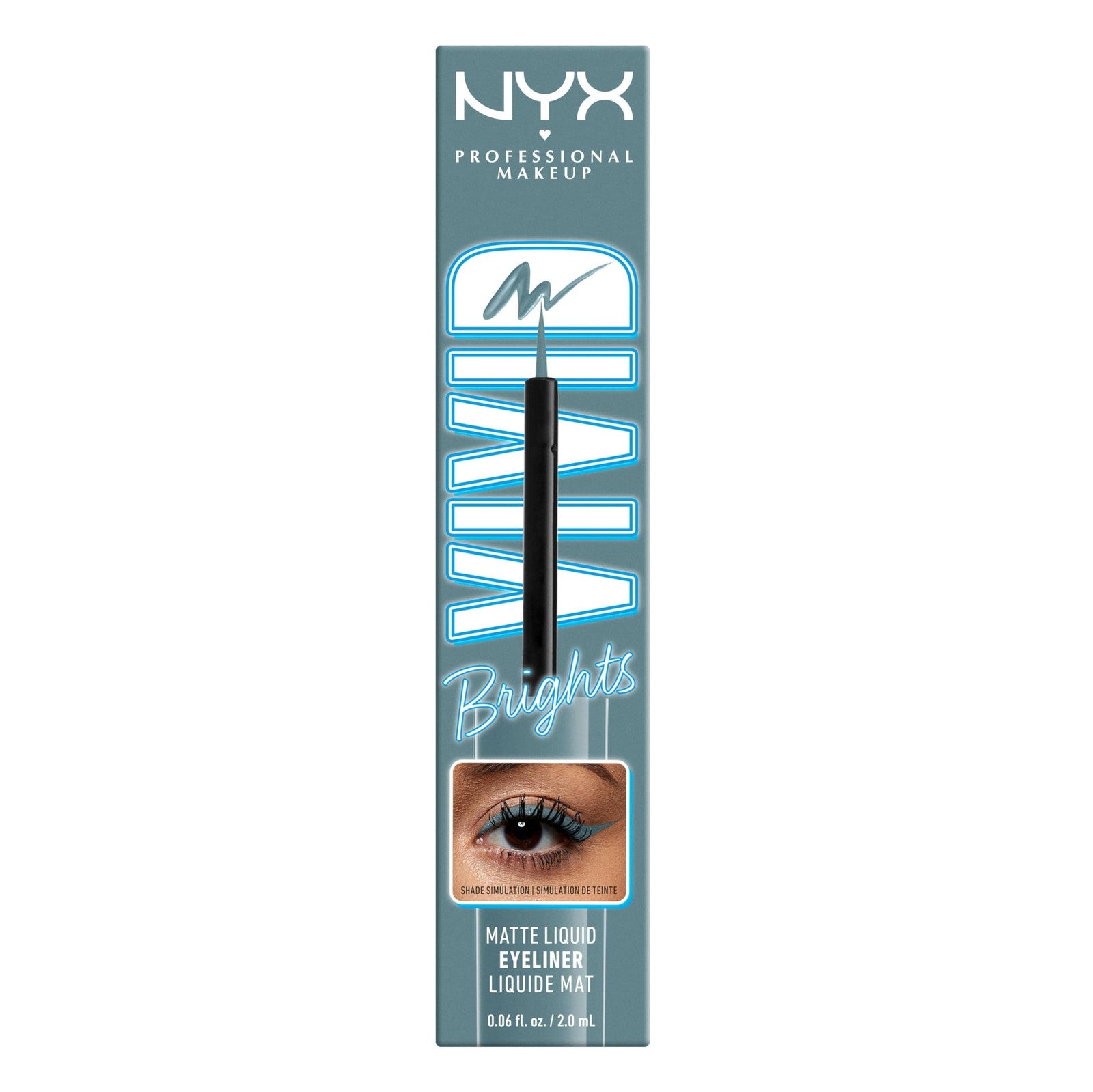 NYX Professional Makeup Vivid Brights Matte Liquid Eyeliner - Cyan Simp (VBLL01)