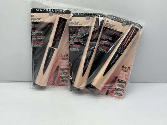 3 PACK - Maybelline NewYork Total Temptation Washable Mascara 601 Blackest Black