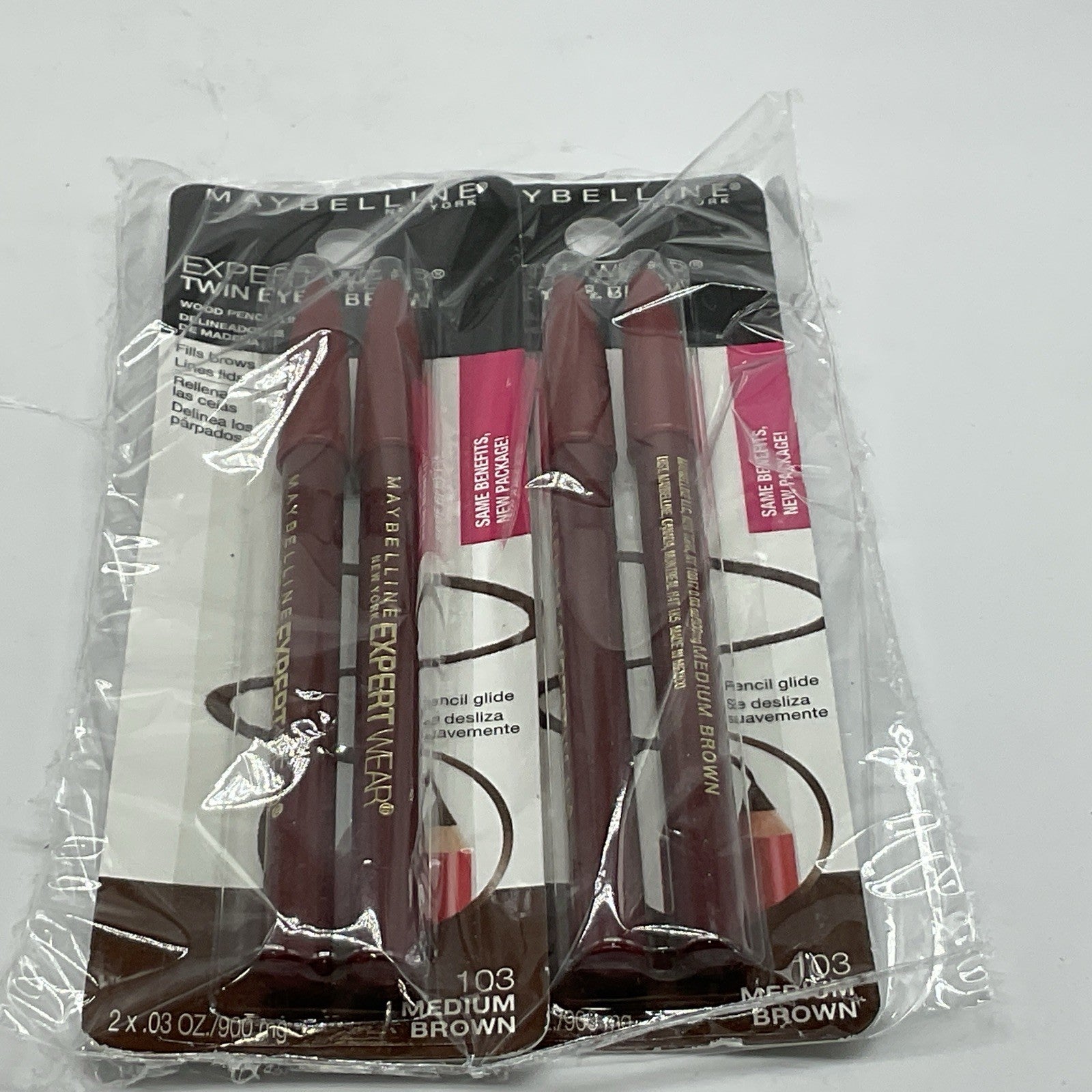 2 PACK -Maybelline Expert Wear Twin Eye & Brow Eyeliner Pencil, Medium Brown 103