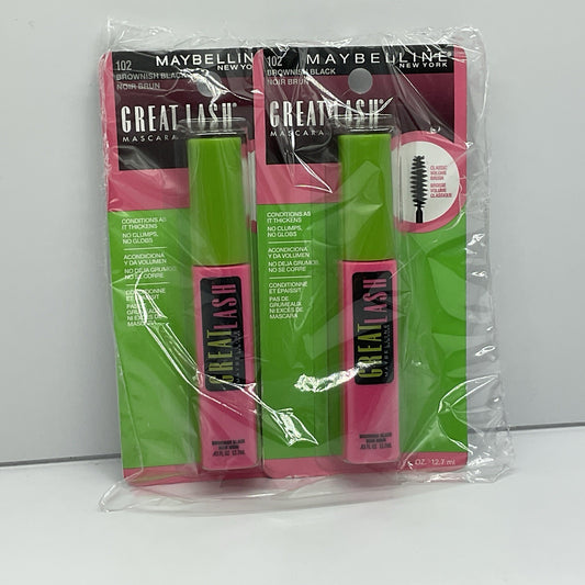 Maybelline New York Great Lash Washable Mascara - 102 Brownish Black - Set Of 2
