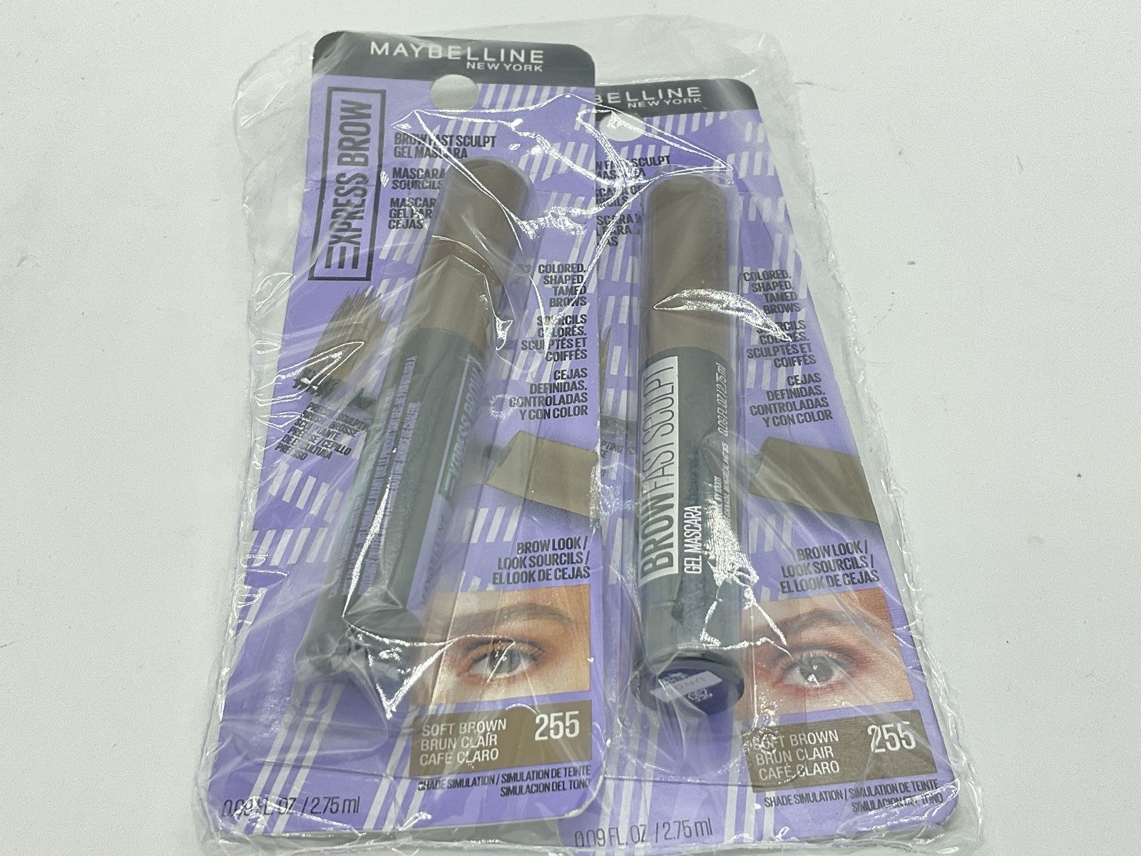 2 PACK - Maybelline Brow Fast Sculpt Gel Eyebrow Mascara - 255 Soft Brown