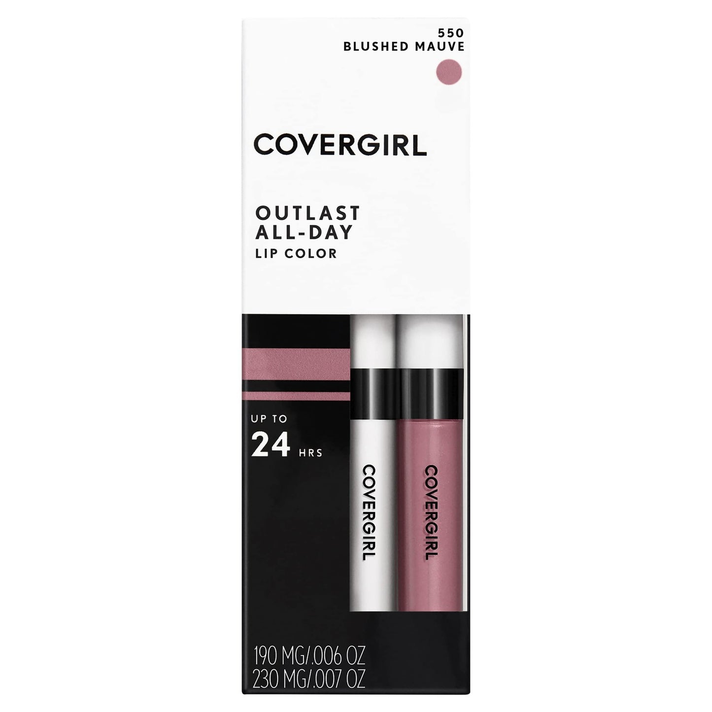 COVERGIRL Outlast All-Day Lip Color With Topcoat, Blushed Mauve, 2 pack