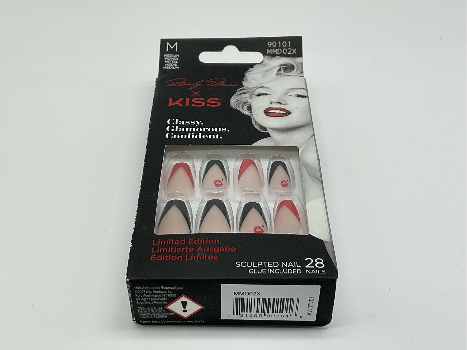 KISS Glue-On Marilyn Monroe Medium Nails - Black & Red French