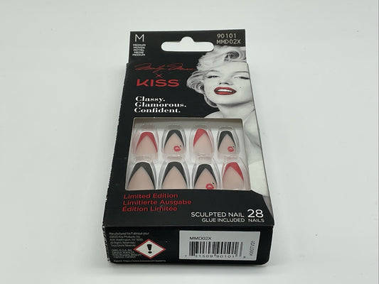 KISS Glue-On Marilyn Monroe Medium Nails - Black & Red French