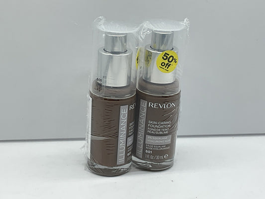 2 PACK - Revlon Illuminance SkinCaring Foundation Hyaluronic Acid 601 SoftNutmeg