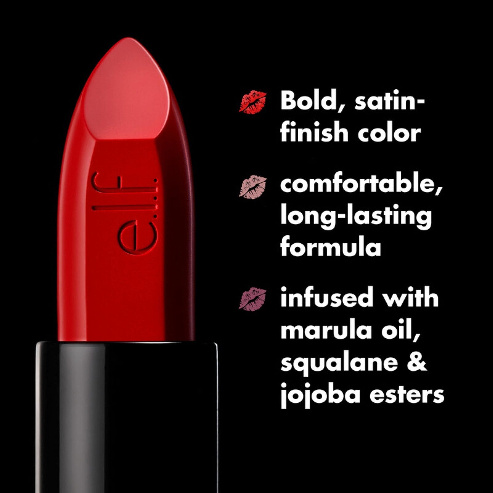 2 PACK - e.l.f. O FACE Satin Lipstick Rich Pigment LongLasting - 81794 NO DOUBT
