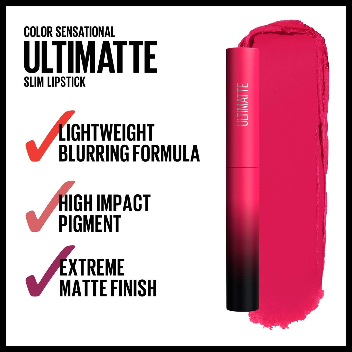 3 PACK - Maybelline Color Sensational Ultimatte Matte Lipstick 399 More Magenta