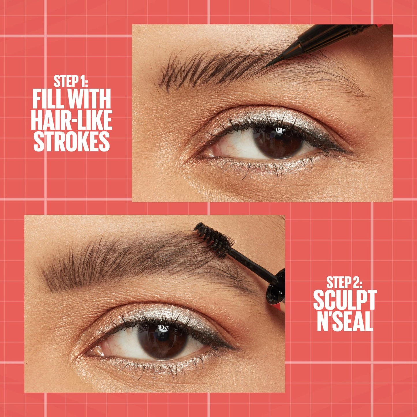 2 PACK - Maybelline Build A Brow Pen & Sealing Eyebrow Gel - 257 Medium Brown