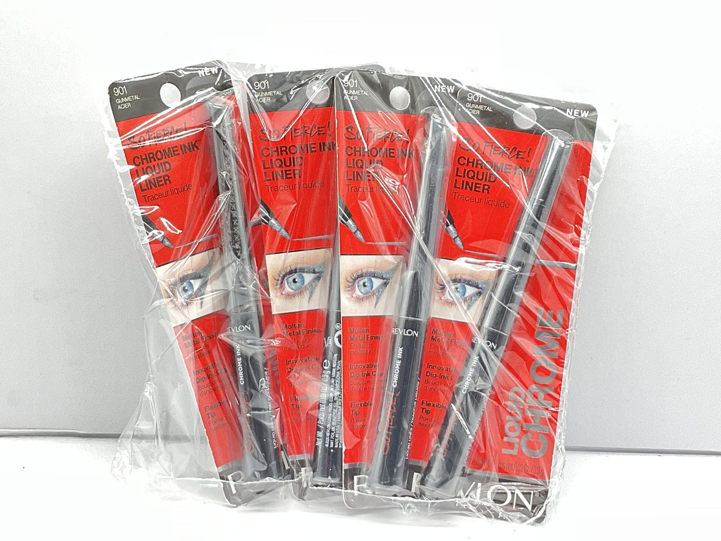 4 PACK - Revlon So Fierce! Chrome Ink Liquid Liner 0.03 oz - 901 Gunmetal