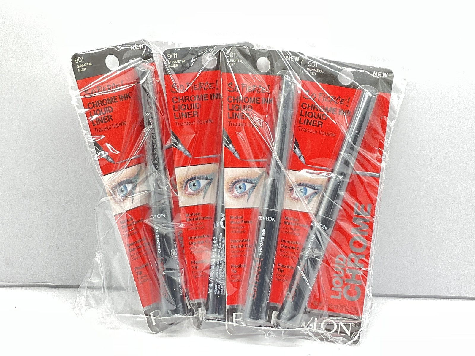 4 PACK - Revlon So Fierce! Chrome Ink Liquid Liner 0.03 oz - 901 Gunmetal