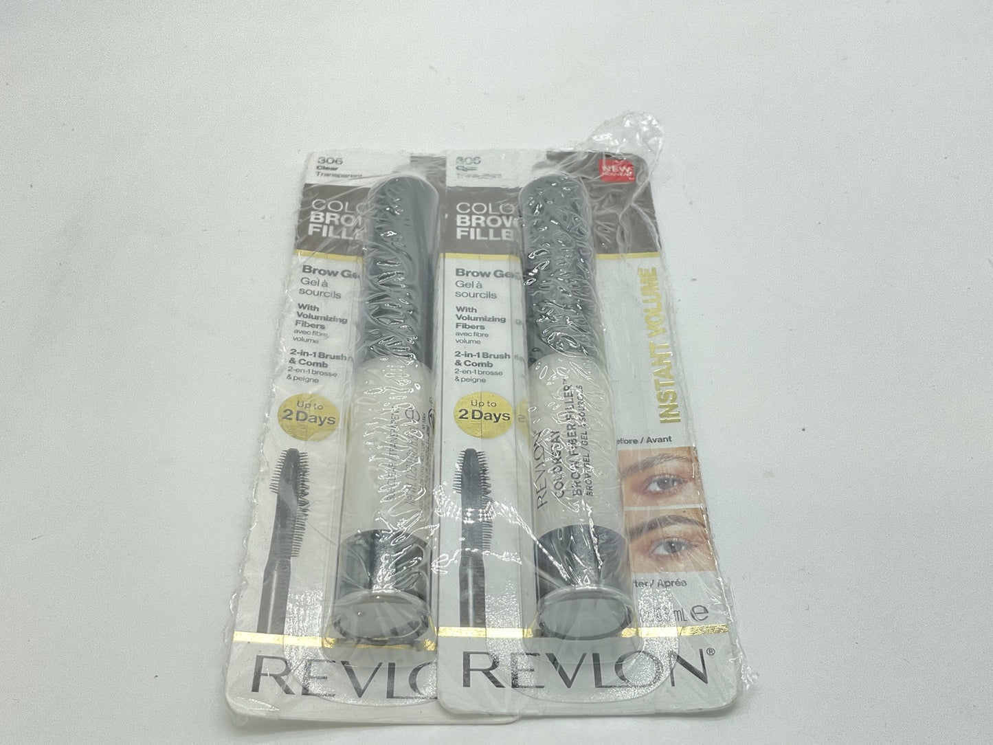 2 PACK - Revlon Colorstay Brow Fiber Filler Brow Gel - 306 Clear