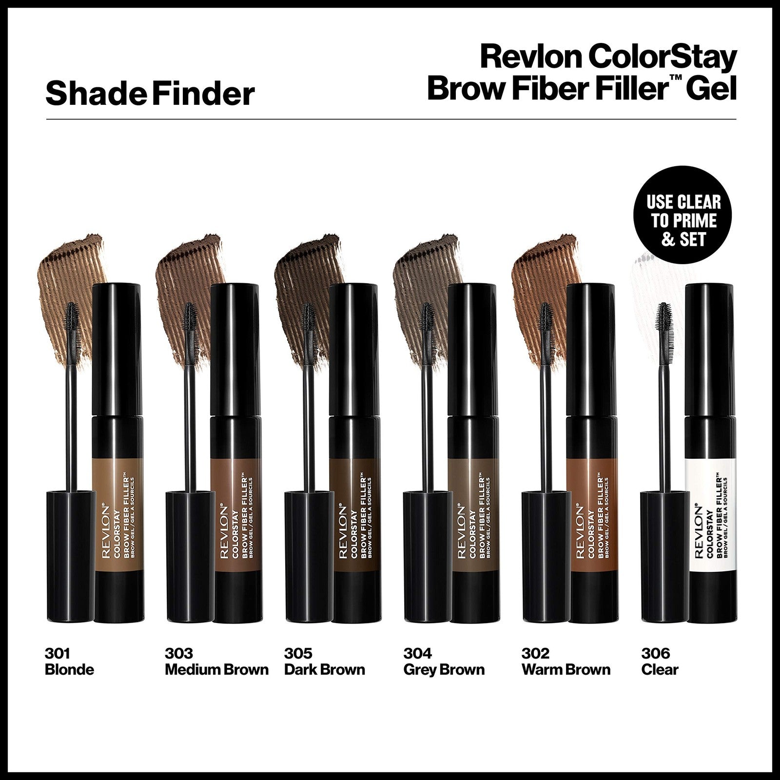 2 Pack - Revlon ColorStay Fiber Filler Brow Gel - 305 Dark Brown