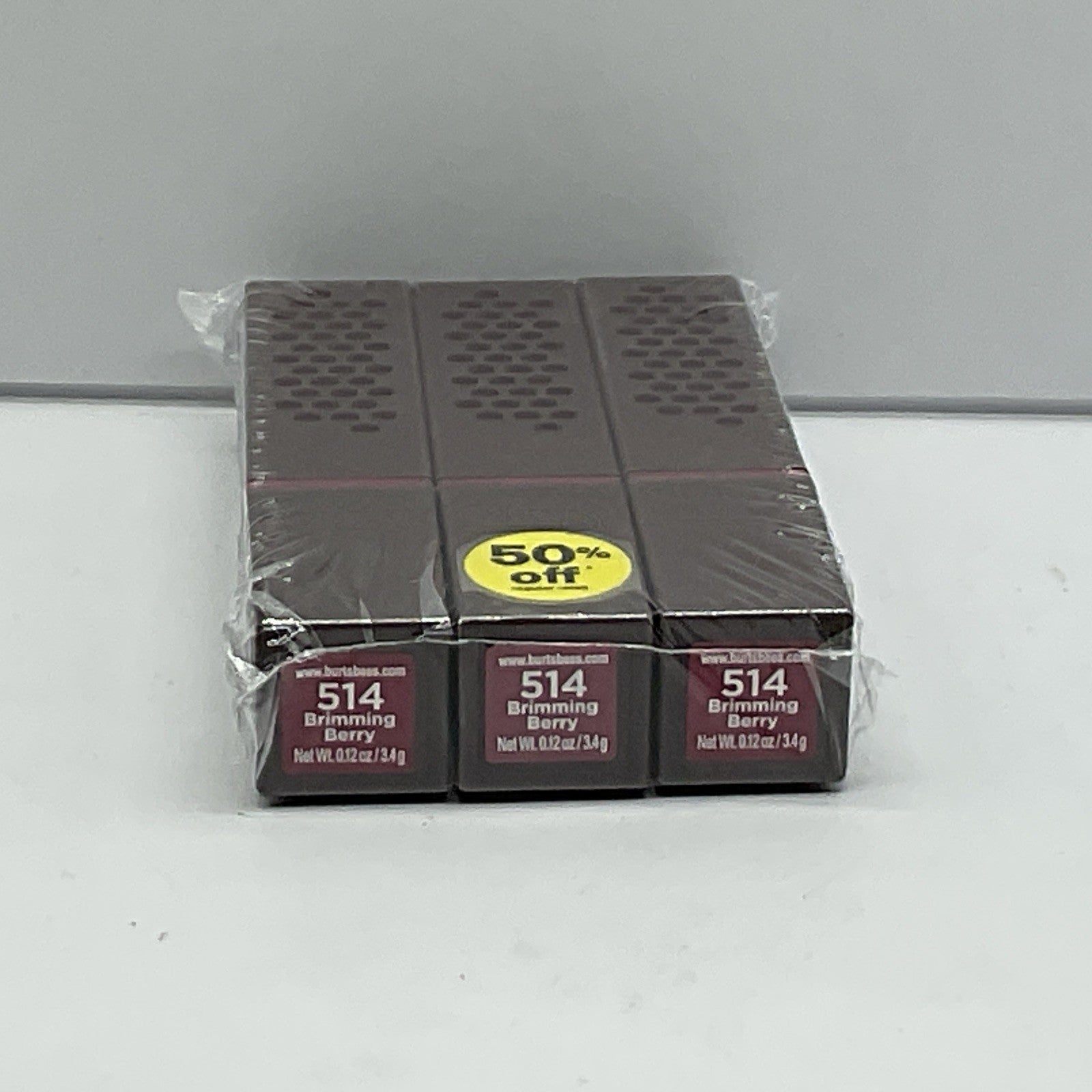 3 PACK - Burt's Bees 100% Natural Lipstick Shade  - 514 Brimming Berry
