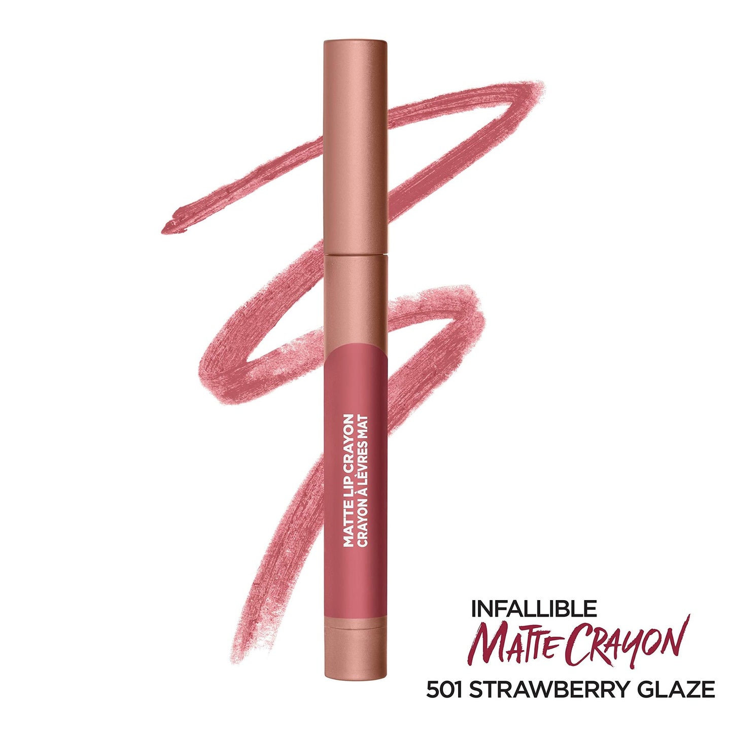 L'Oreal Paris Matte Lip Crayon 501 Strawberry Glaze 0.04 oz Lasting Wear