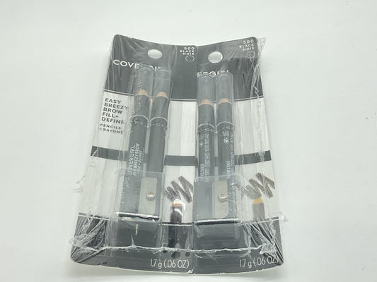 2 PACK - CoverGirl Easy Breezy Brow Fill + Define Pencil - 500 Black