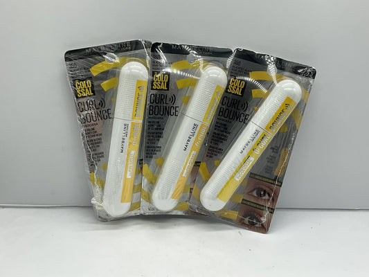 3 PACK - Maybelline Colossal Curl Bounce Mascara 0.33oz- 350 BLACKEST BLACK