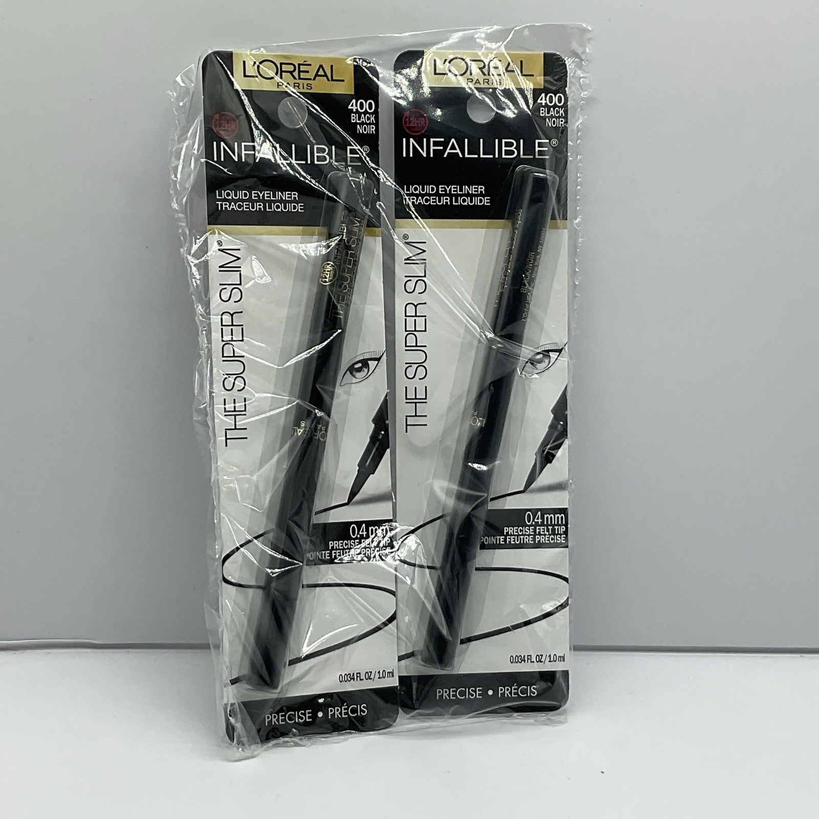 2 Pack L'Oreal Paris Infallible The Super Slim Liquid Eyeliner, Black 400