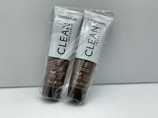 2 PACK - CoverGirl Clean Invisible Liquid Foundation Makeup - 195 Java Brand