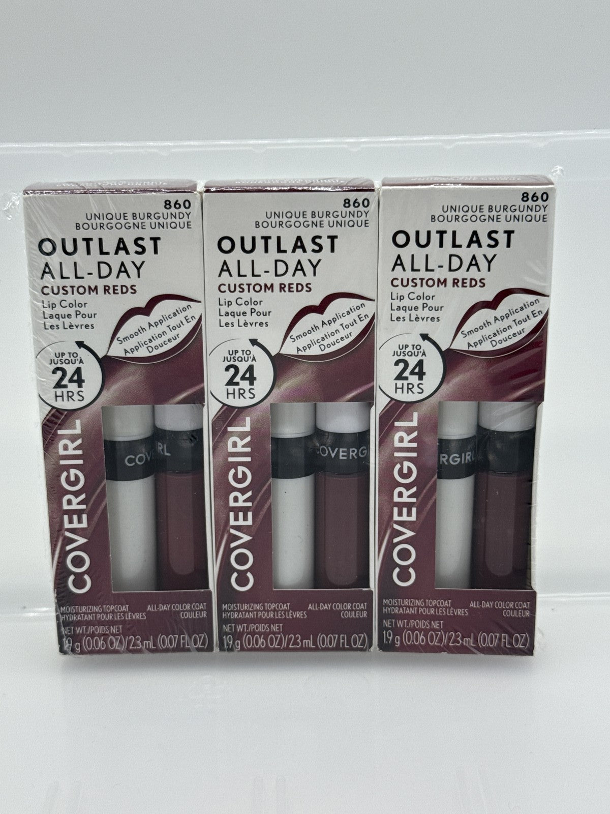 Covergirl Outlast All Day Customs Reds Lip Color #860 Unique Burgundy, 3 pack