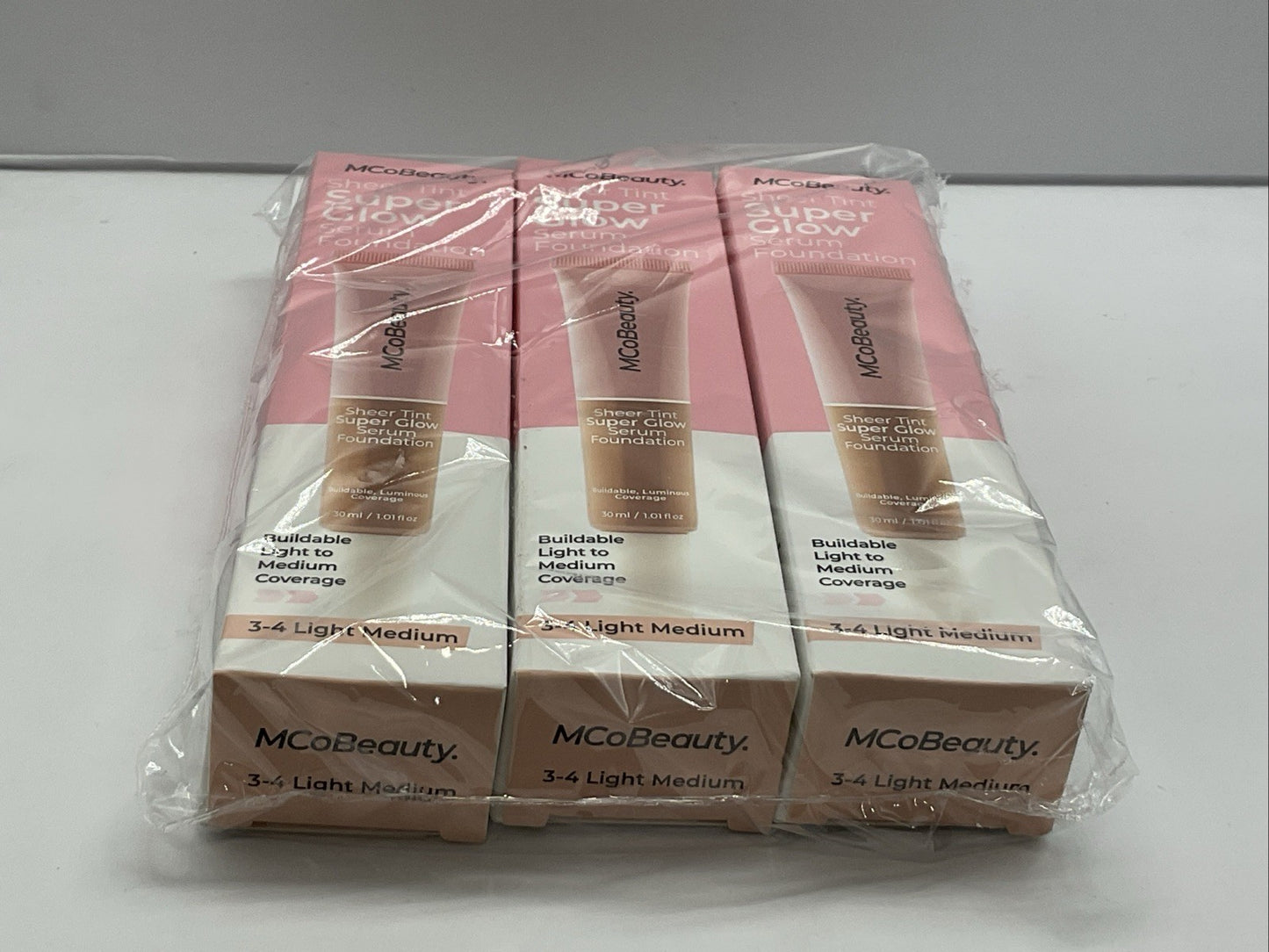 3 PACK - MCoBeauty Super Glow Sheer TINT Serum Foundation - 3-4 Light TO Medium