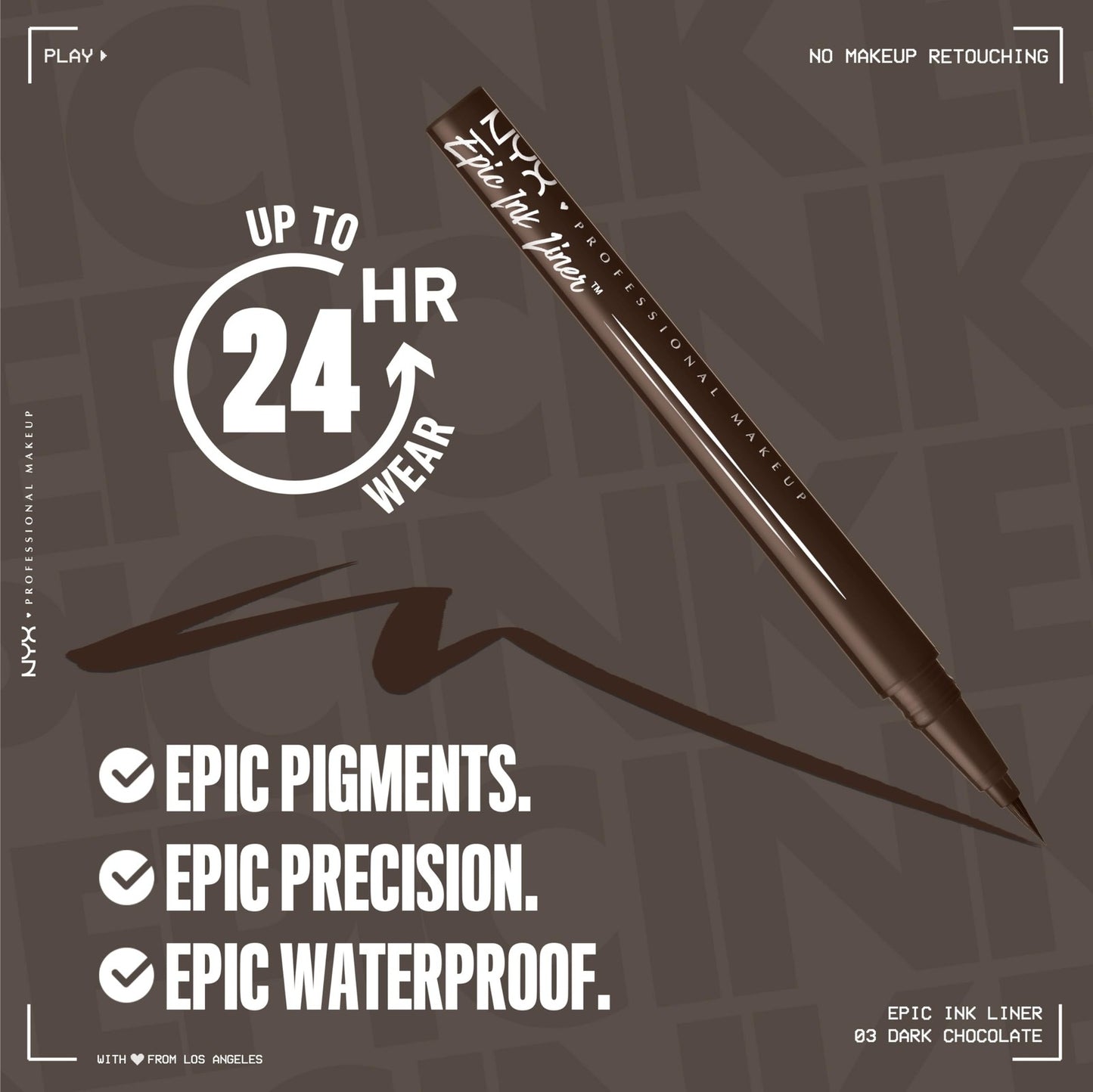 2 PACK - NYX PROFESSIONAL Epic Ink Liner Waterproof Eyeliner - EIL03 Dark Choc