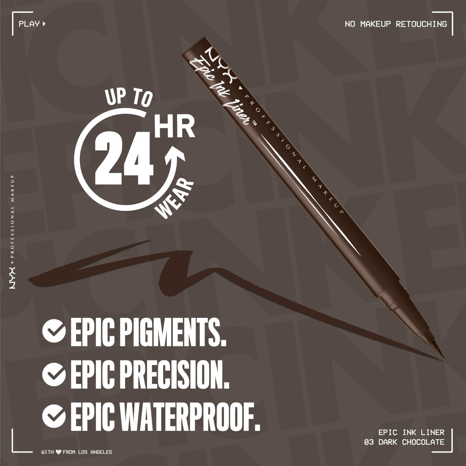 2 PACK - NYX PROFESSIONAL Epic Ink Liner Waterproof Eyeliner - EIL03 Dark Choc