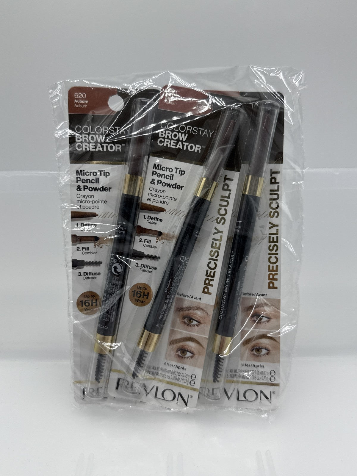 3 Pack Revlon ColorStay Brow Creator, Auburn 620, 0.003 oz