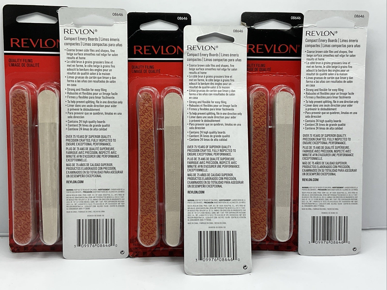 Revlon Compact Emery Boards Nail Files 24 Pack - Set Of 6