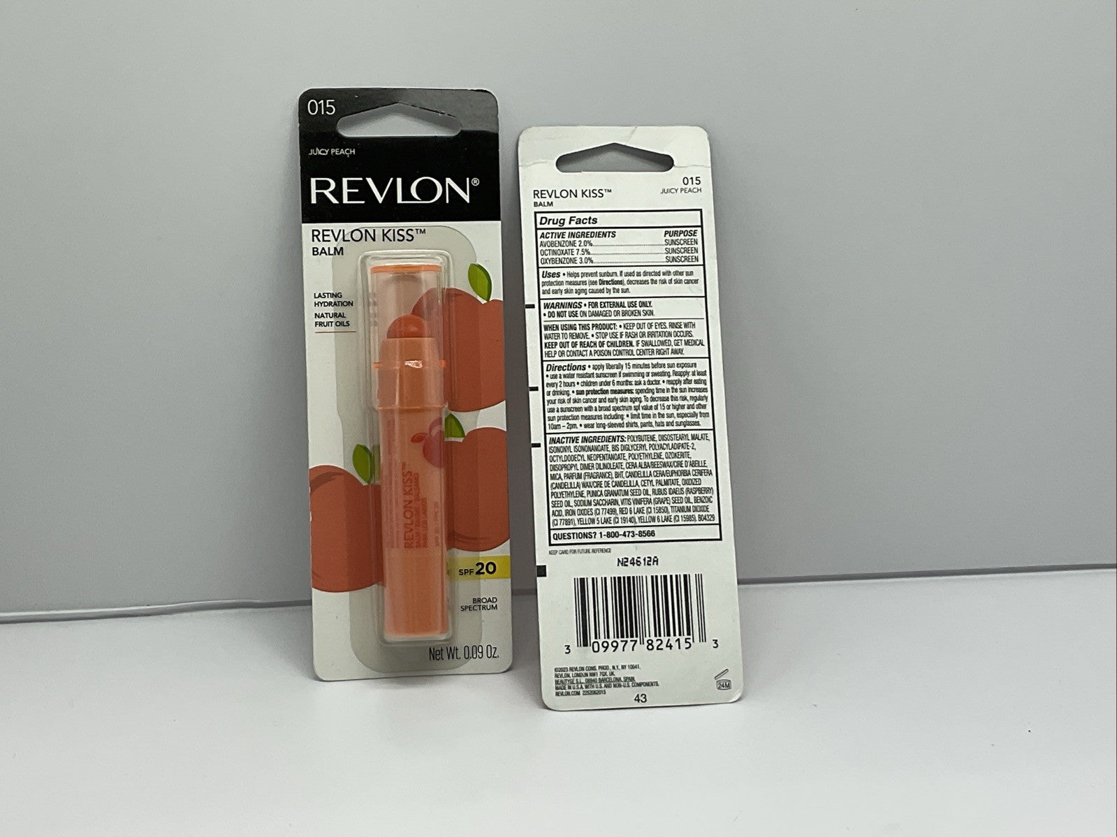 Revlon Kiss Lip Balm Stick SPF 20 - 15 Juicy Peach - Lot Of 2