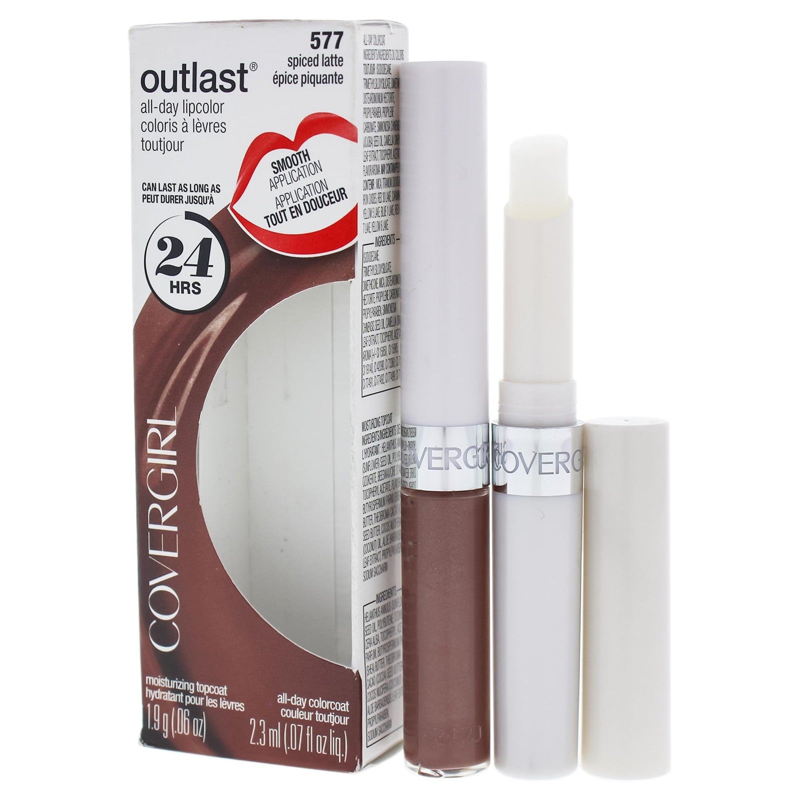 2 PACK - COVERGIRL Outlast All-Day Lip Color with Topcoat, Spiced Latte