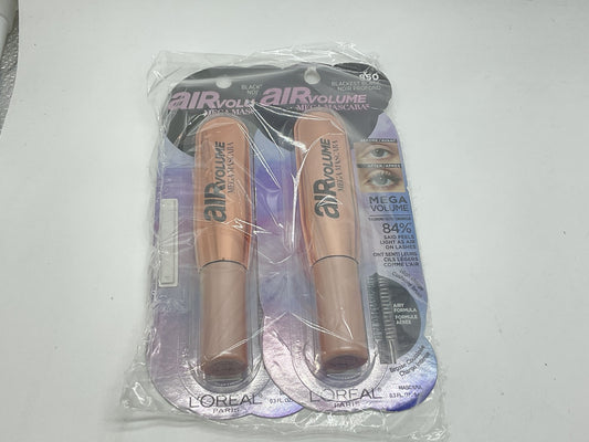 2 PACK - Loreal Air Volume Mega Mascara 0.3 fl oz Sealed 850 - Blackest Black