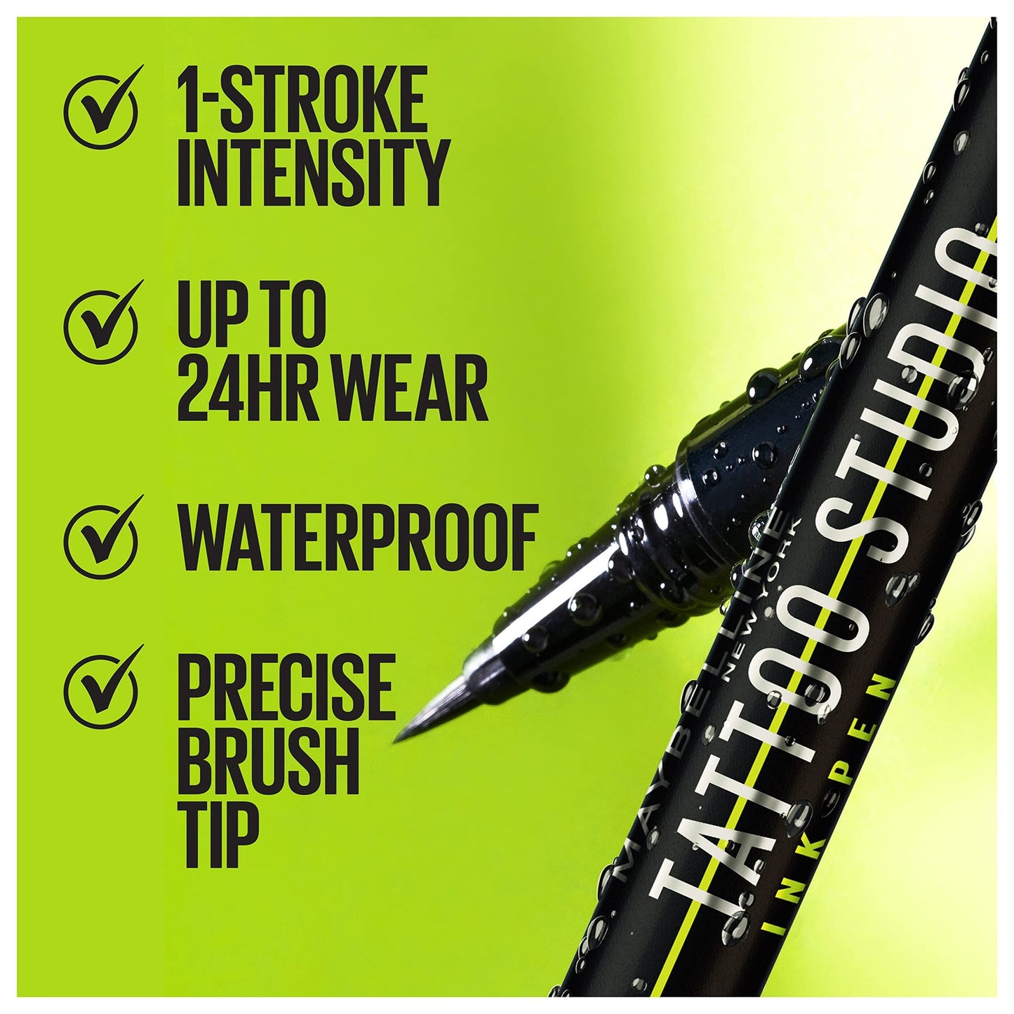 3 PACK - Maybelline Tattoo Studio Liquid Eyeliner Ink Pen - 881 Matte Black