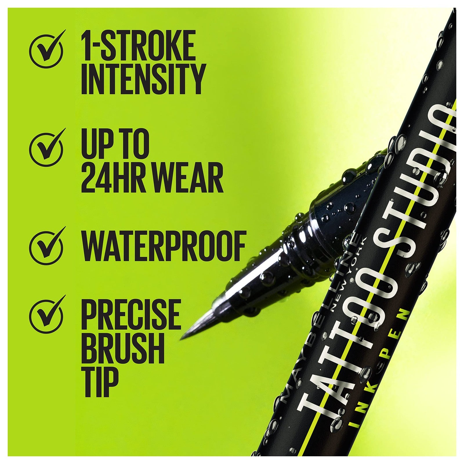 3 PACK - Maybelline Tattoo Studio Liquid Eyeliner Ink Pen - 881 Matte Black