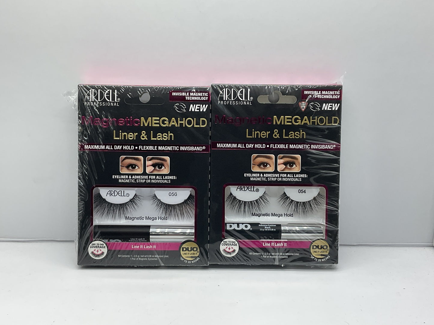 2 Pk False Eyelashes Ardell Magnetic MEGAHOLD Invisiband Liner & Lash 056