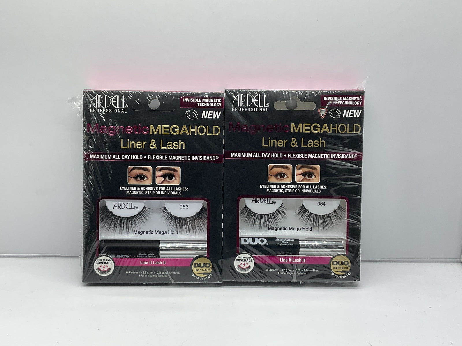 2 Pk False Eyelashes Ardell Magnetic MEGAHOLD Invisiband Liner & Lash 056