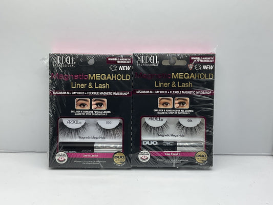 2 Pk False Eyelashes Ardell Magnetic MEGAHOLD Invisiband Liner & Lash 056