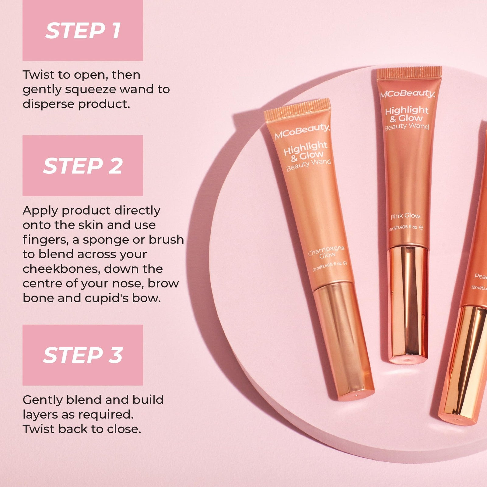 MCoBeauty Highlight & Glow Beauty Wand - MCW319 Peach Glow