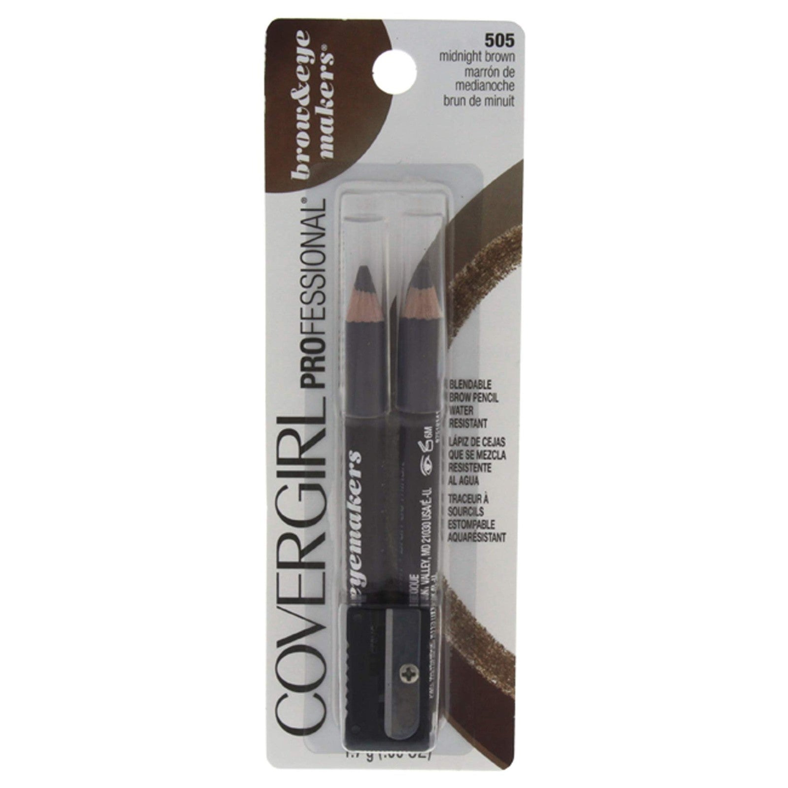 2 PACK - Easy Breezy Brow, Fill + Define Pencils, 505 Rich Brown, 0.06 oz