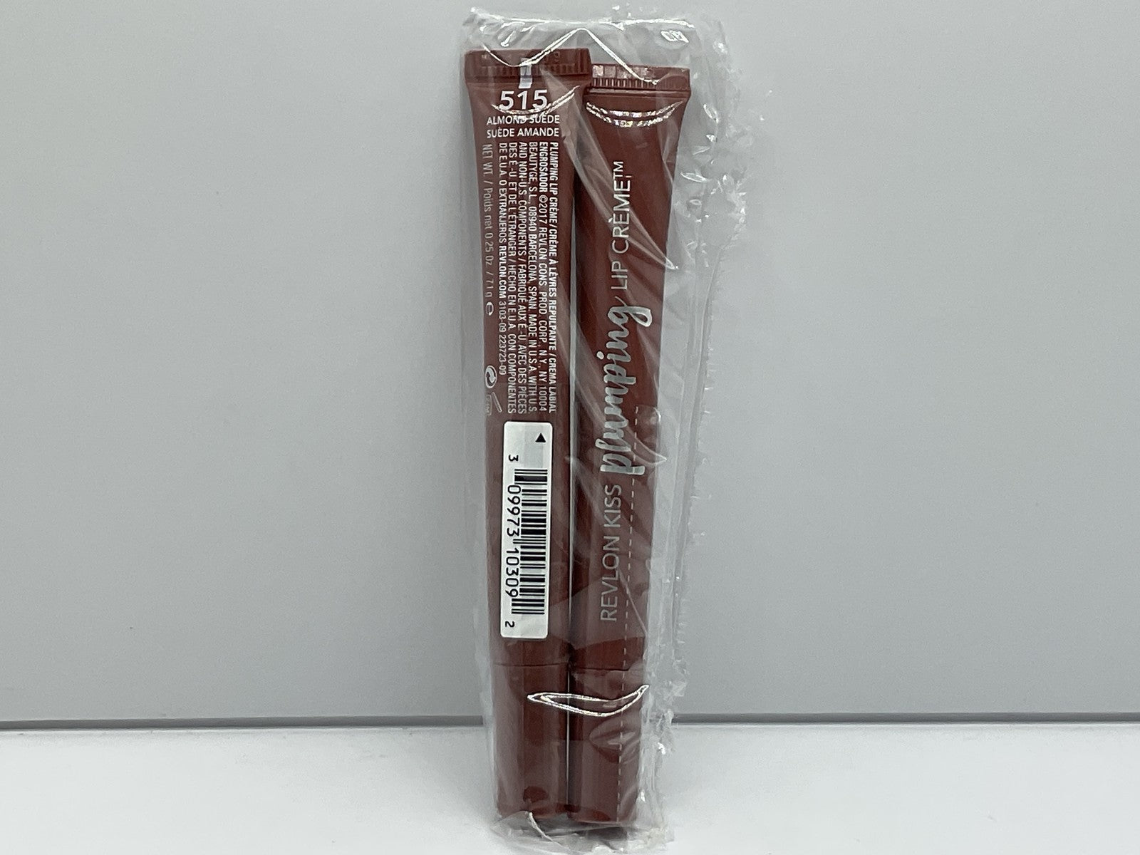 2 PACK - REVLON KISS PLUMPING LIP CREME 515 ALMOND SUEDE 
