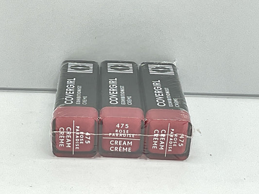 3 PACK - Covergirl Exhibitionist Creme Lipstick Lipcolor - 475 Rose Paradise