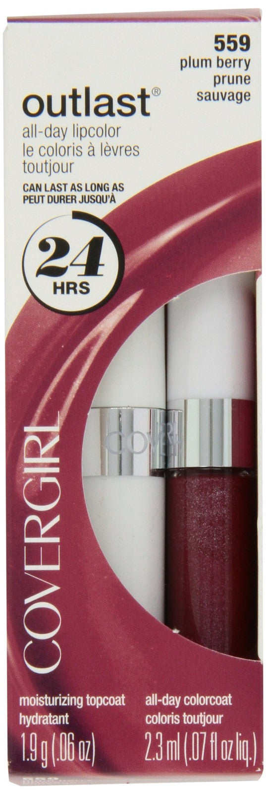 CoverGirl Outlast All-Day Lip Color, Plum Berry, 0.07 fl oz, 3 pack
