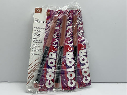 3 PACK - Revlon ColorStay Lip Liner with Pull Out Sharpener 101 Spicy