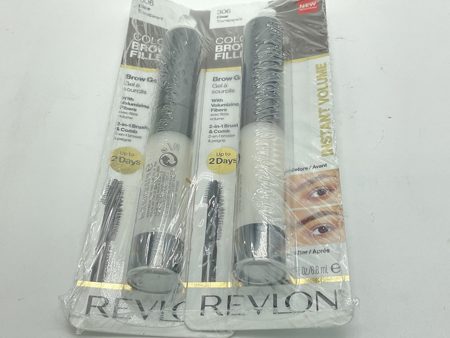 2 PACK - Revlon Colorstay Brow Fiber Filler Brow Gel - 306 Clear